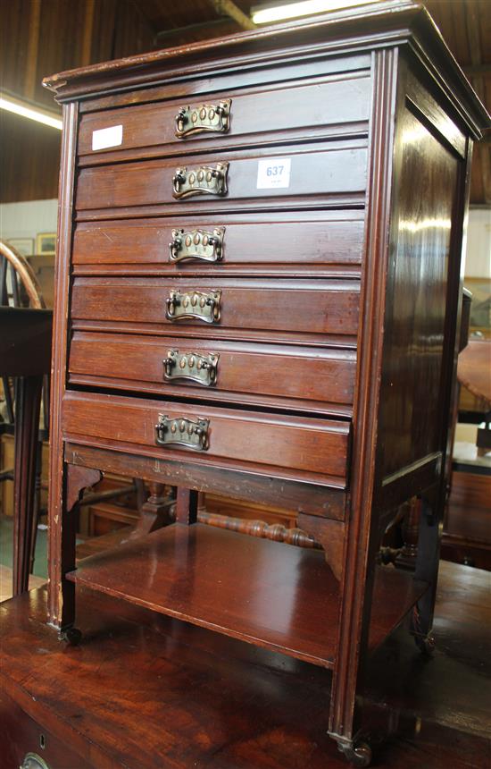 Edwardian seven drawer music cabinet(-)